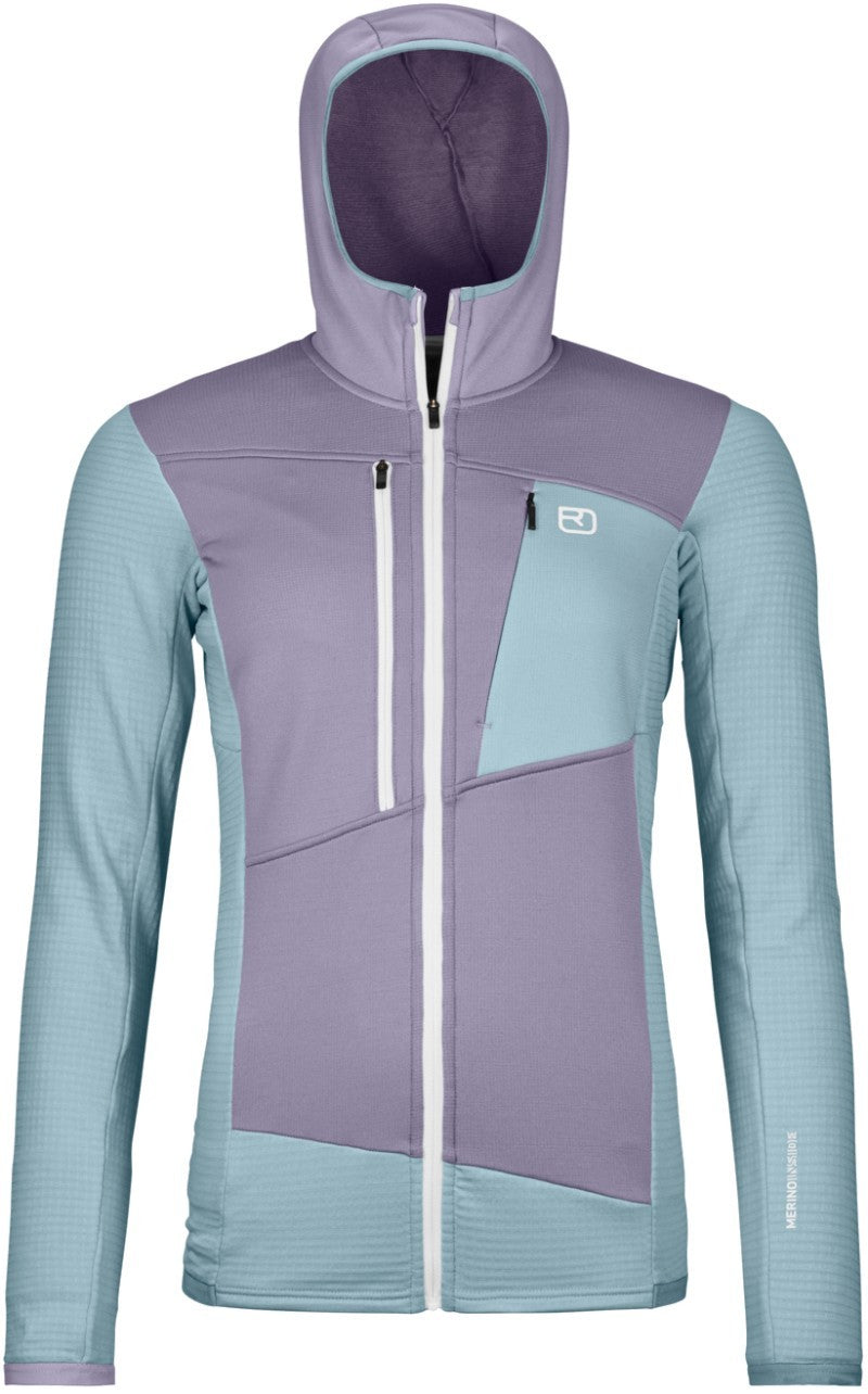 Fleece Grid Hoody - Womens - glacier grey 1