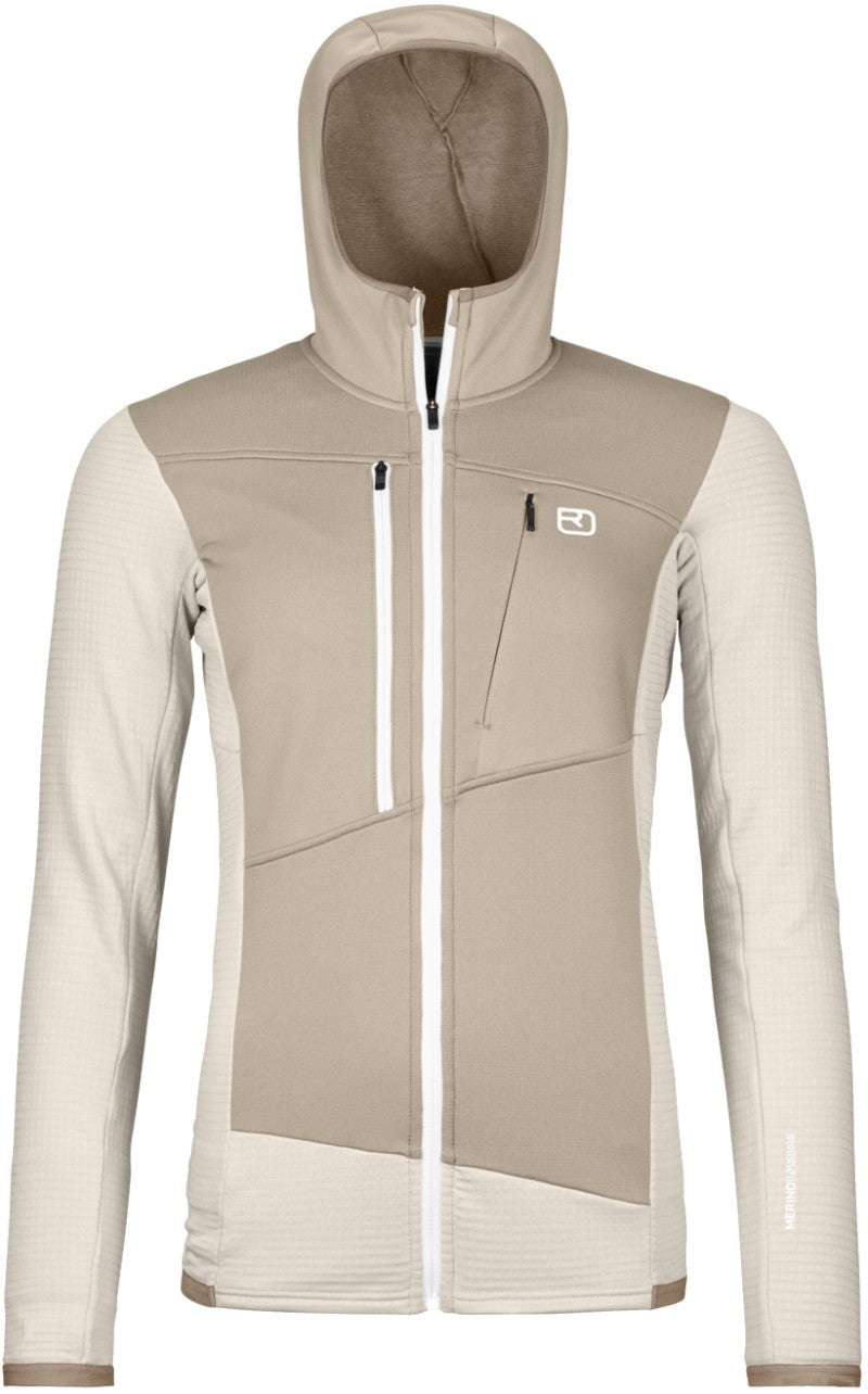 Fleece Grid Hoody - Womens - white chalk 1