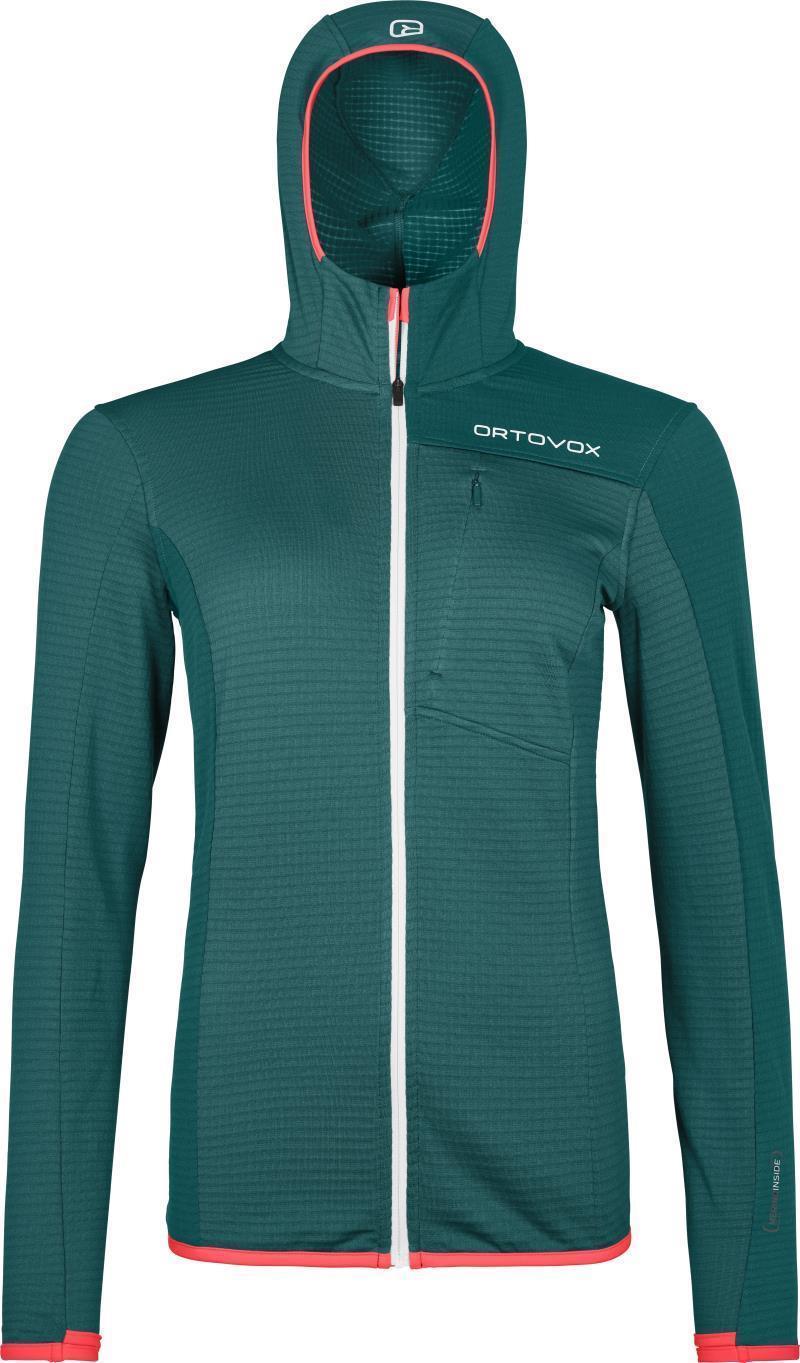 Fleece Light Grid Hooded Jacket - Womens - pacific green 1