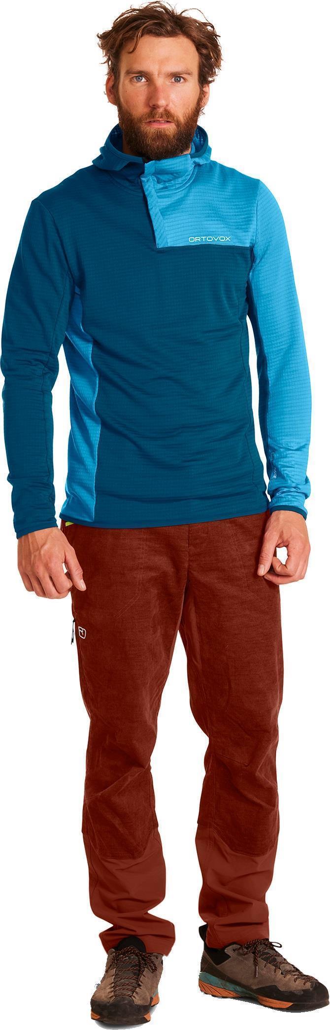 Fleece Light Grid Sn Hoody - Mens - petrol blue 1