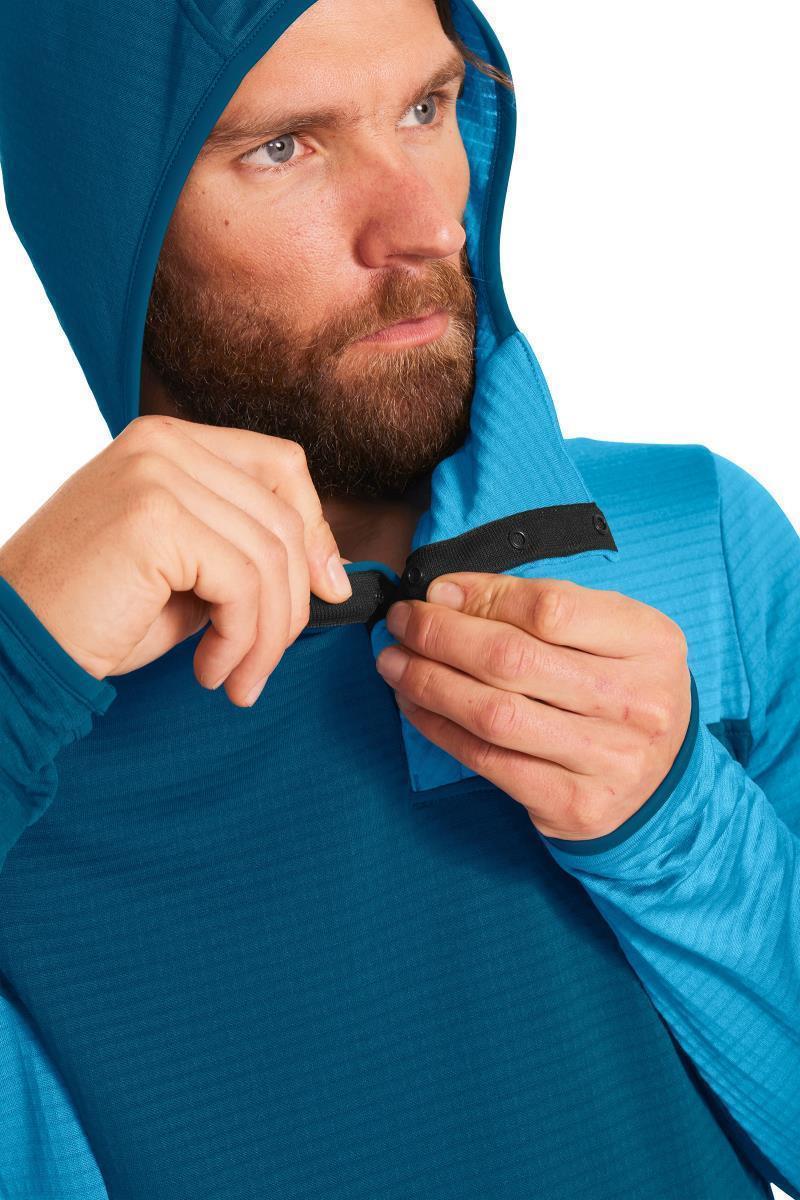 Fleece Light Grid Sn Hoody - Mens - petrol blue 1