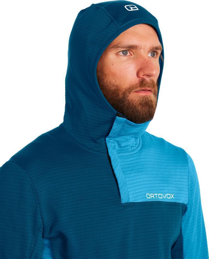 Fleece Light Grid Sn Hoody - Mens - petrol blue 1