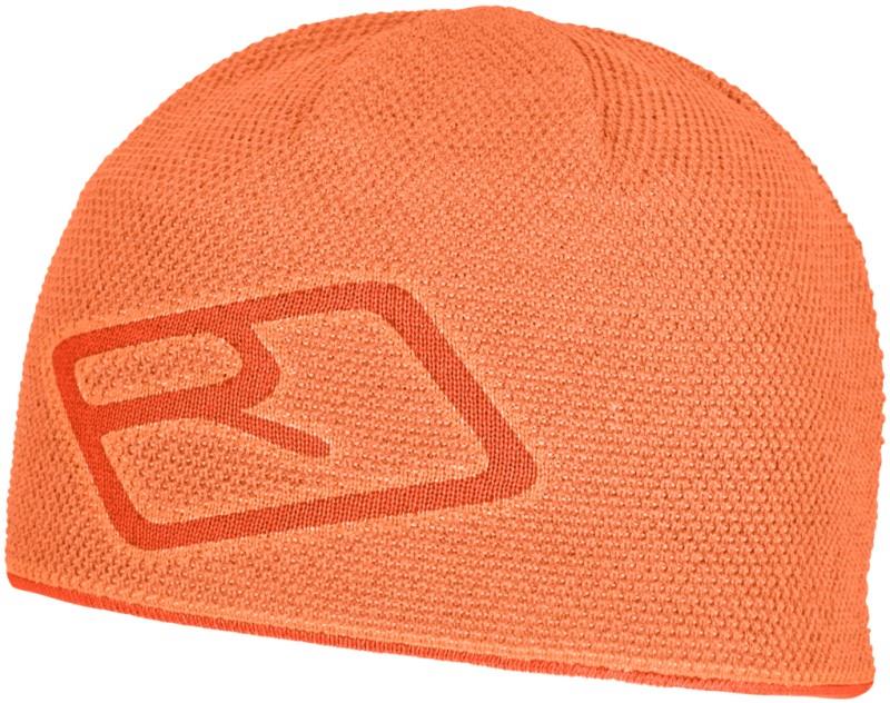 Merino Logo Knit Beanie - faded tangerine 1
