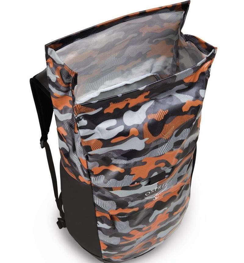 Transporter Roll Top Pack - Black / Orange Camo 2