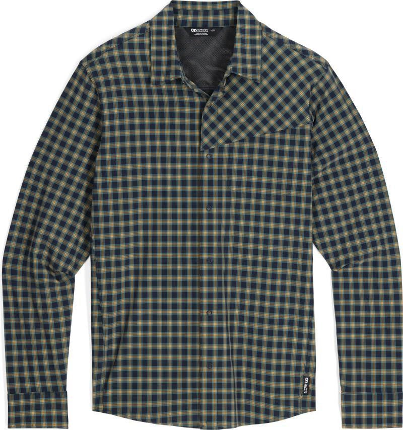 Astroman LS Sun Shirt - Mens - gold nebula plaid 1