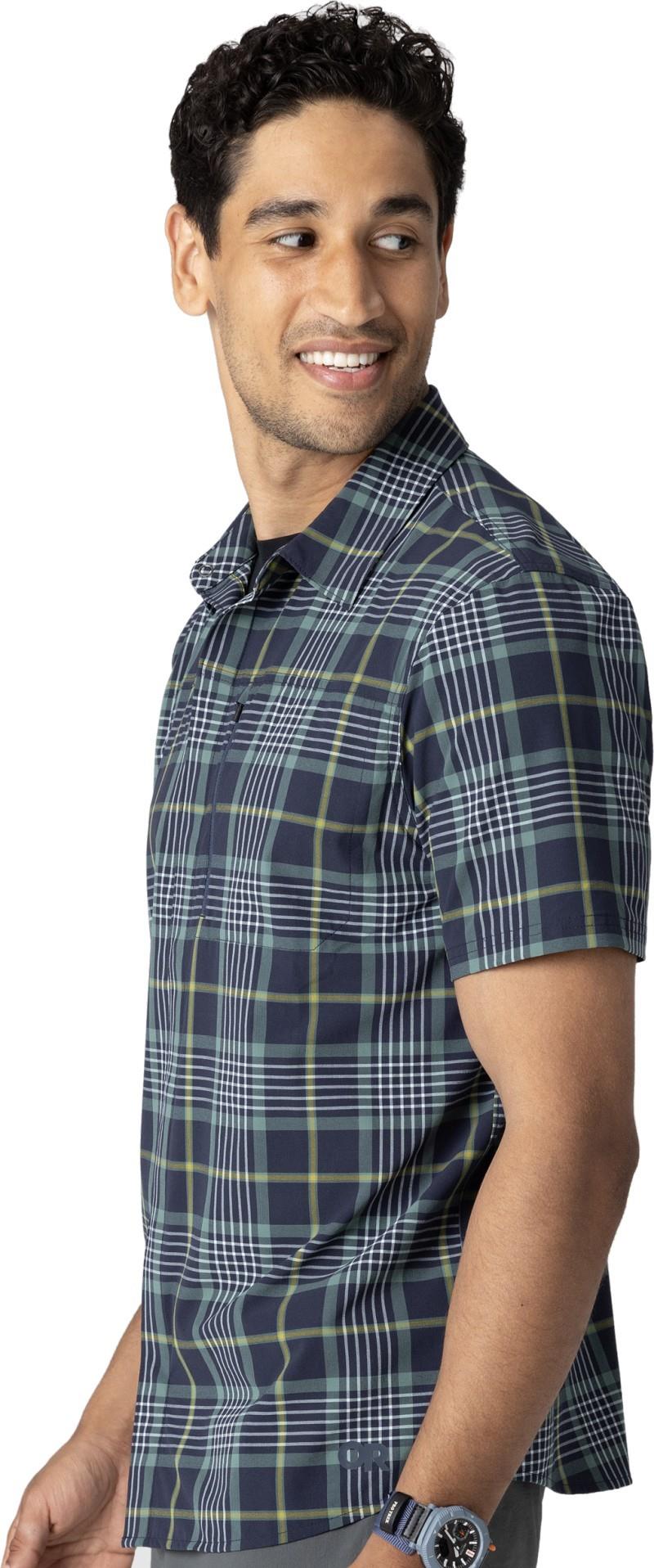 Astroman SS Sun Shirt - Mens - dark navy plaid 1