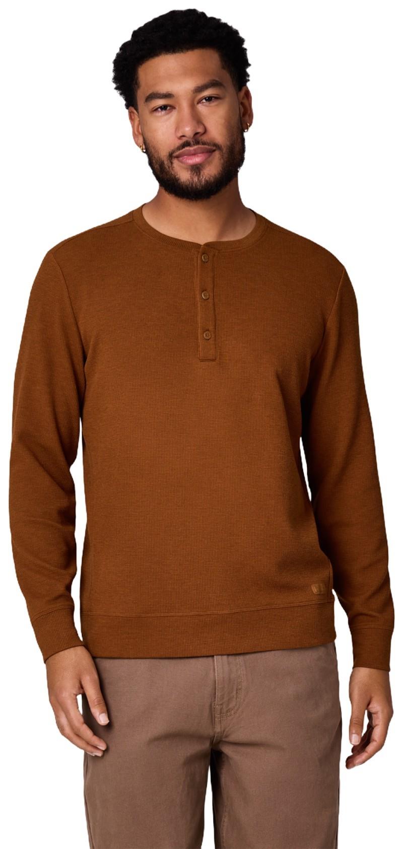 Eclipse Waffle LS Henley - Mens - pecan 1