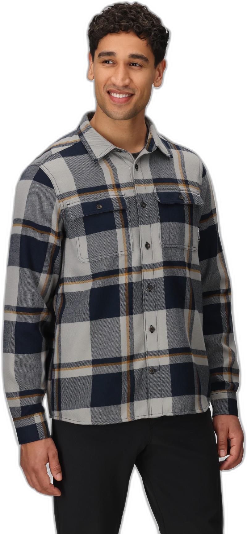 Feedback Flannel Twill Shirt - Mens - dark navy plaid 1