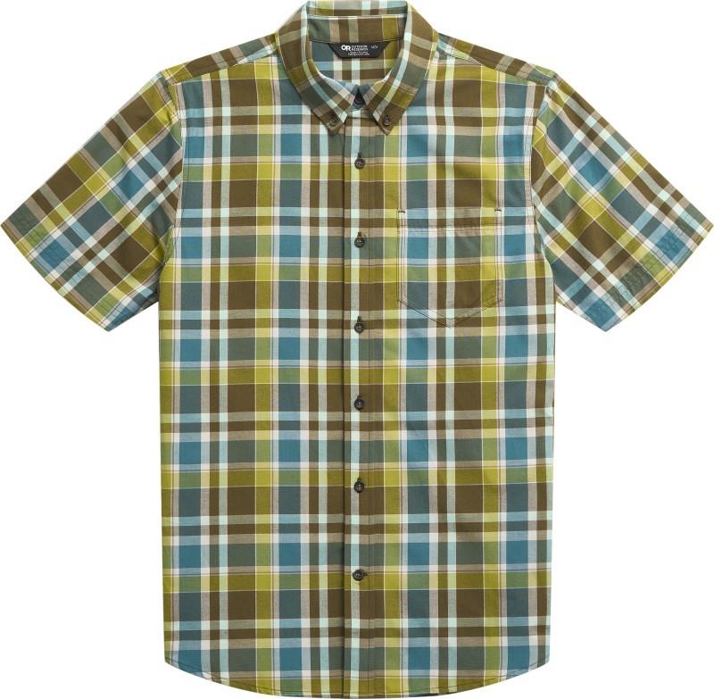 Rooftop SS Shirt - Mens - dark olive plaid 1