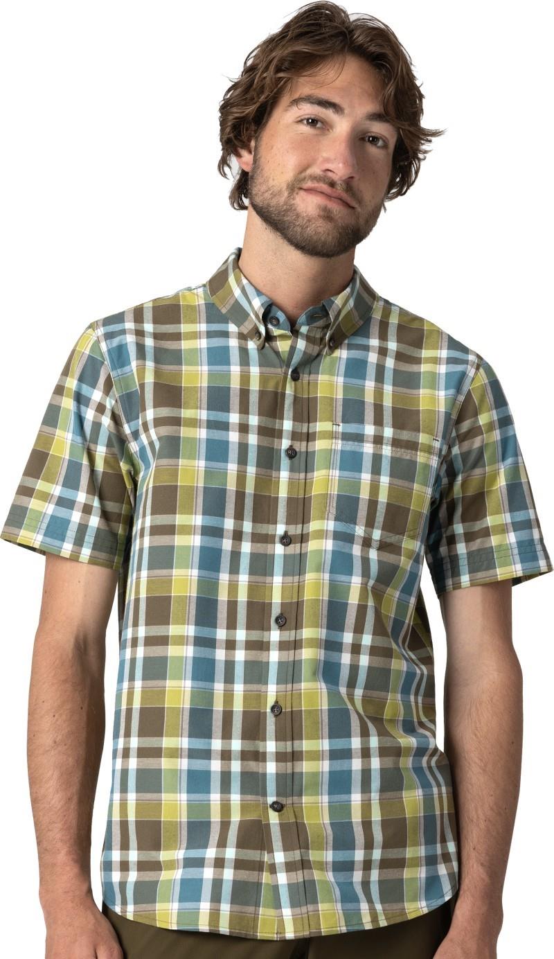 Rooftop SS Shirt - Mens - dark olive plaid 1