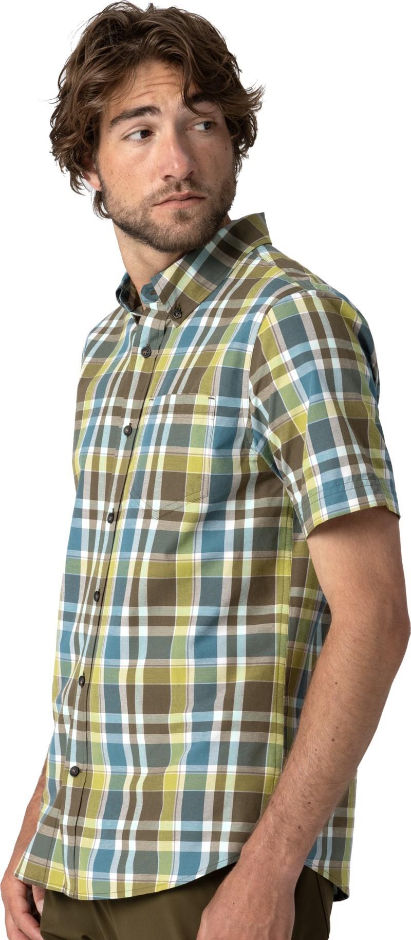 Rooftop SS Shirt - Mens - dark olive plaid 1