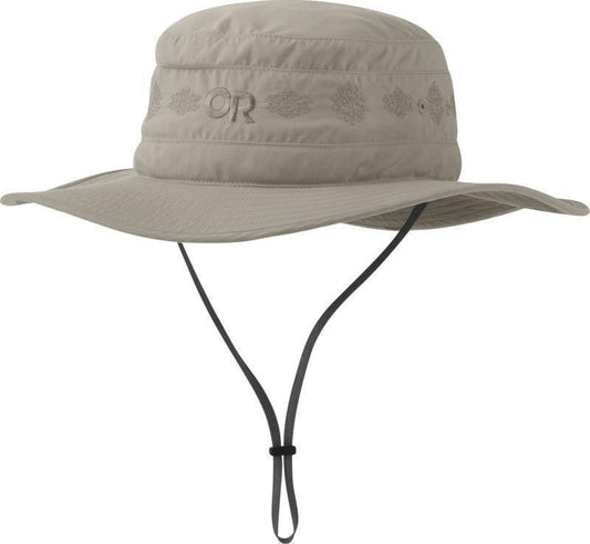 Solar Roller Sun Hat - Womens - Khaki - Rice Embroidery 1