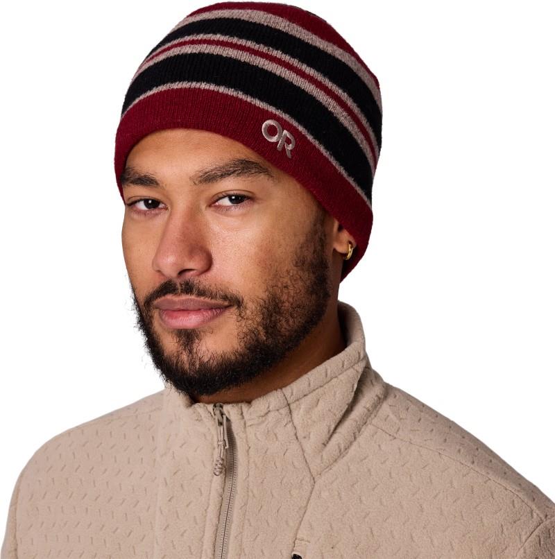 Spitsbergen Windstopper Beanie - vermillion stripe 1
