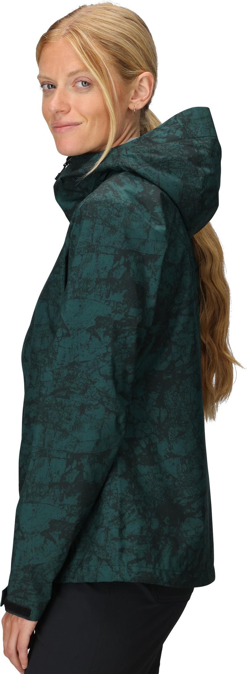 Stratoburst Stretch Rain Jacket - Womens - douglas fir print 1