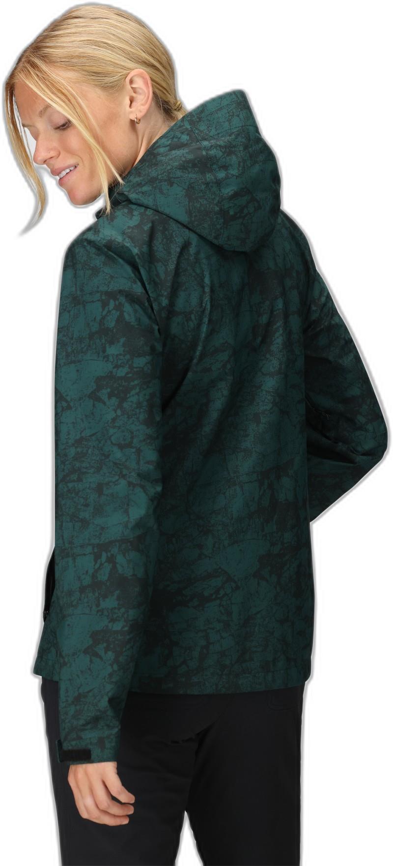 Stratoburst Stretch Rain Jacket - Womens - douglas fir print 1