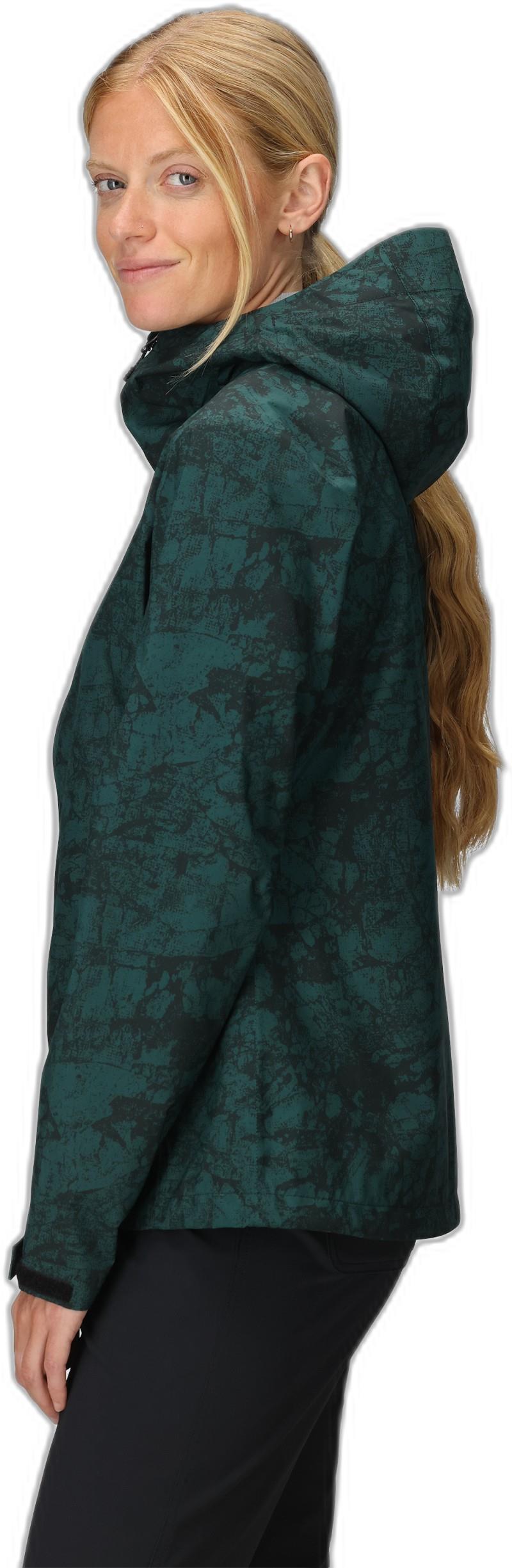 Stratoburst Stretch Rain Jacket - Womens - douglas fir print 1