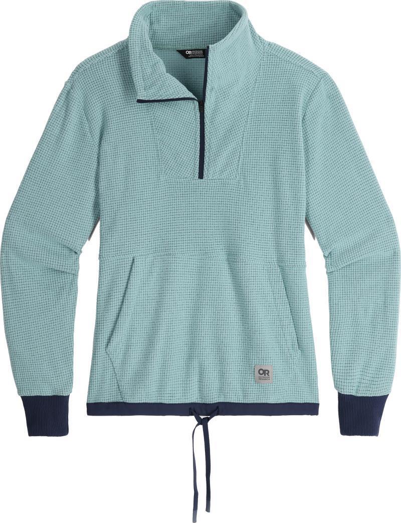 Trail Mix Quarter Zip Pullover - Womens - Sage / Naval Blue 1