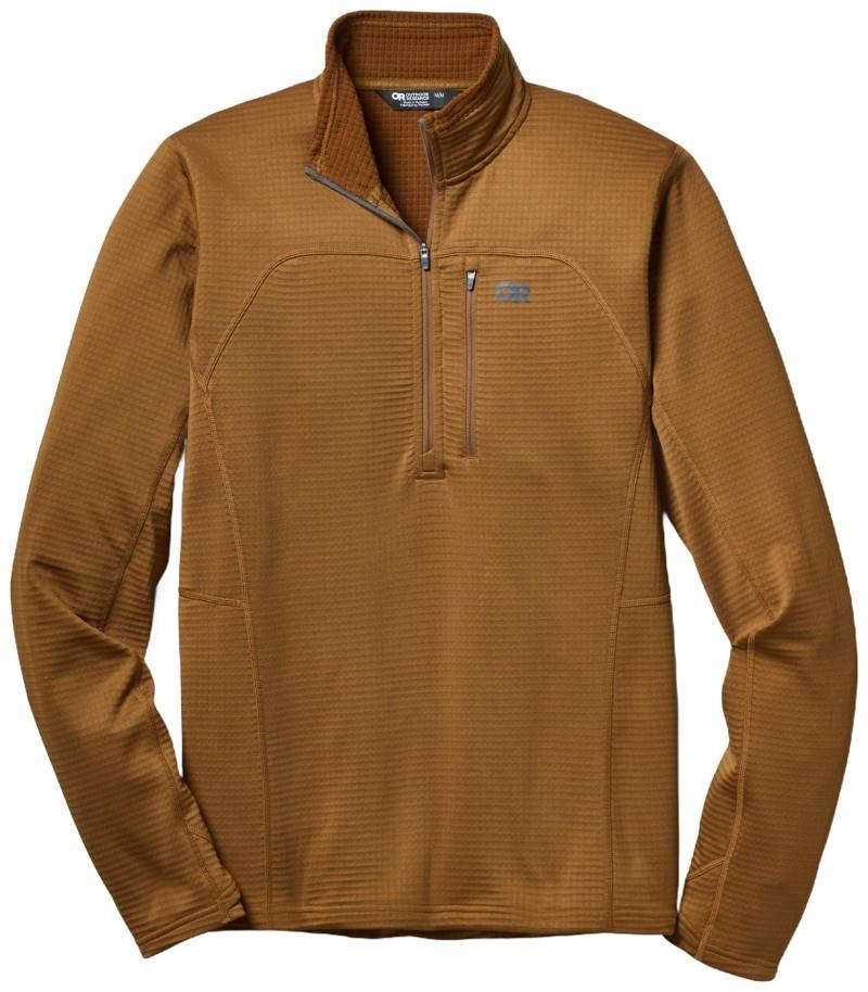 Vigor Grid Fleece Half Zip - Mens - pecan 1