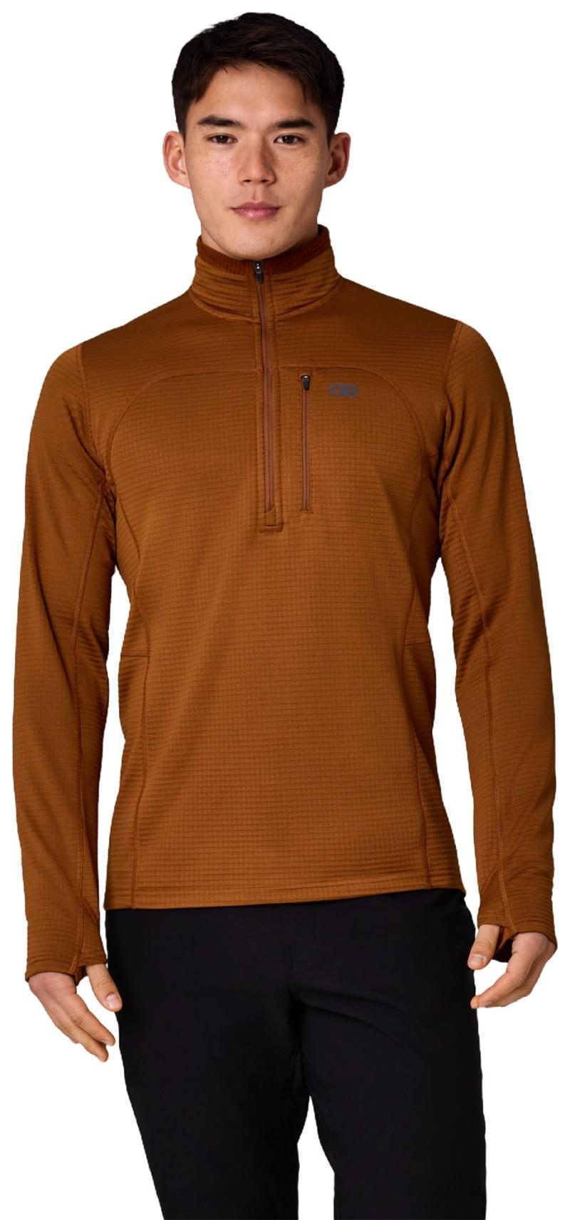 Vigor Grid Fleece Half Zip - Mens - pecan 1
