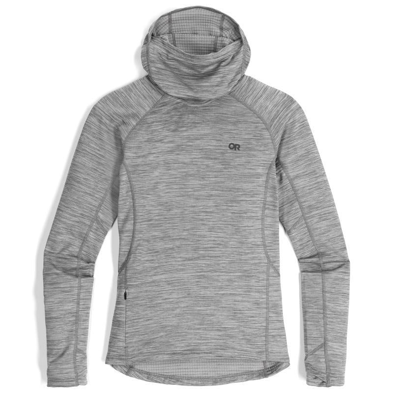 Vigor Grid Fleece Pullover Hoodie - Womens - Grey Heather 1