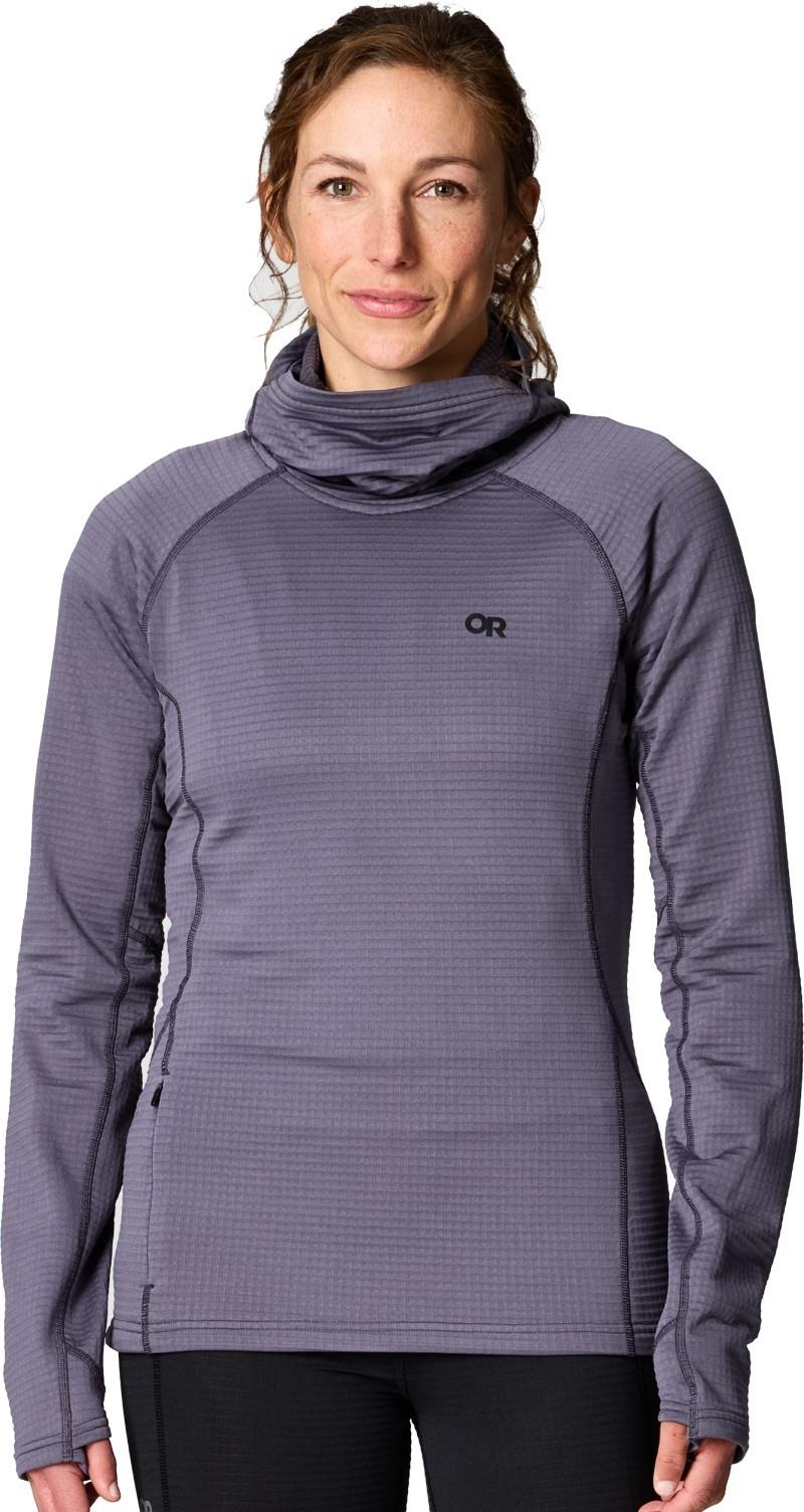 Vigor Grid Fleece Pullover Hoodie - Womens - smoky quartz 1