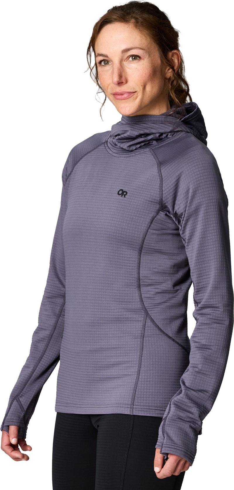 Vigor Grid Fleece Pullover Hoodie - Womens - smoky quartz 1