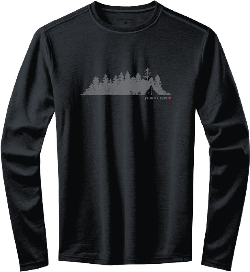 100% Merino, Base Camp, LS T-Shirt, 200gm - Mens - midnight coal 1
