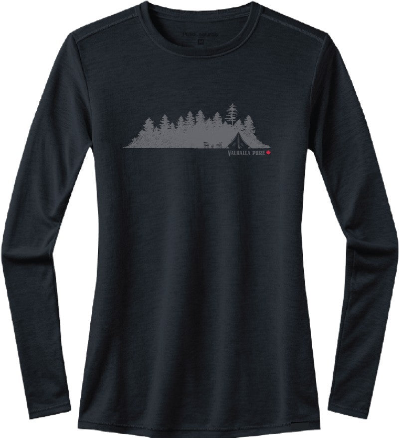 100% Merino, Base Camp, LS T-Shirt, 200gm - Womens - midnight coal 1