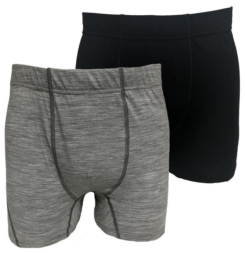100% Merino, Boxers, 160gm, 5" Inseam - Mens - Assorted Color 2-Pack - Black / Grey 1