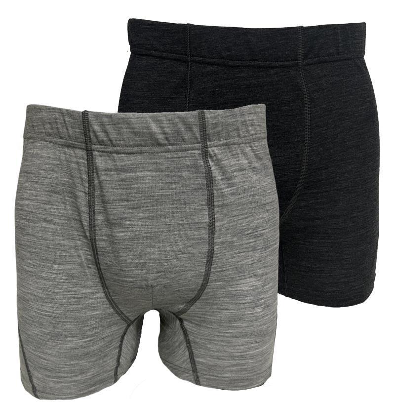 100% Merino, Boxers, 160gm, 5" Inseam - Mens - Assorted Color 2-Pack - Charcoal / Grey 1