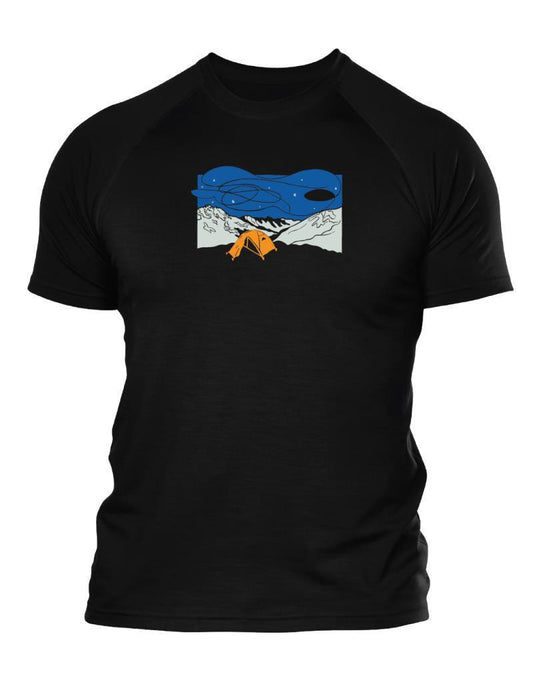 100% Merino, Free Range, SS T-Shirt, 160gm - Mens - Black 1