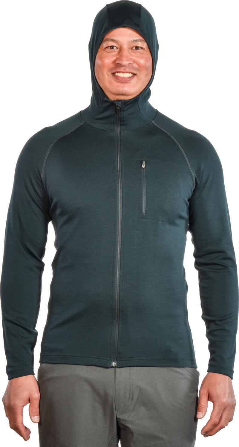 100% Merino. Full Zip Hoody, 260gm - Mens - Deep Teal 2