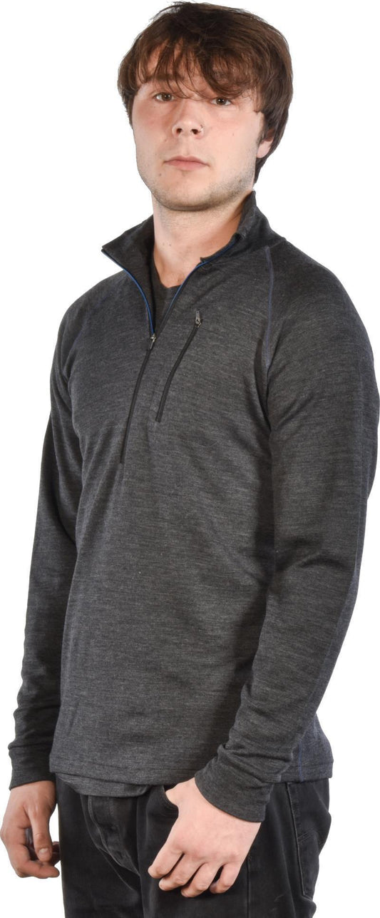 100% Merino, Half Zip Collar, 260gm - Mens - Charcoal 1