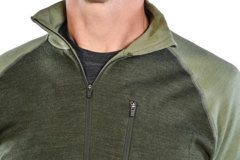 100% Merino, Half Zip Collar, 260gm - Mens - Dark Olive / Sage 4