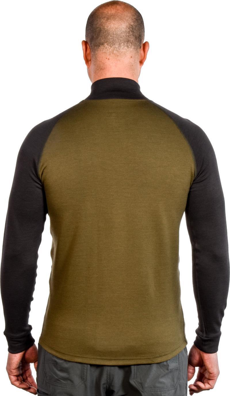 100% Merino, Half Zip Collar, 260gm - Mens - Olive / Coal 3
