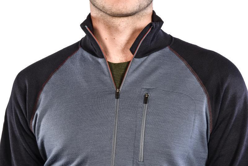 100% Merino, Half Zip Collar, 260gm - Mens - Smoke Blue / Navy 3