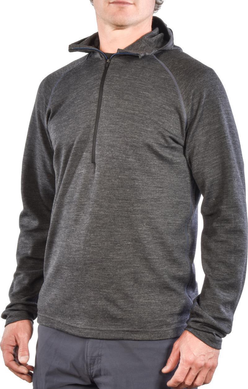 100% Merino, Half Zip Hoody, 260gm - Mens - Charcoal 1