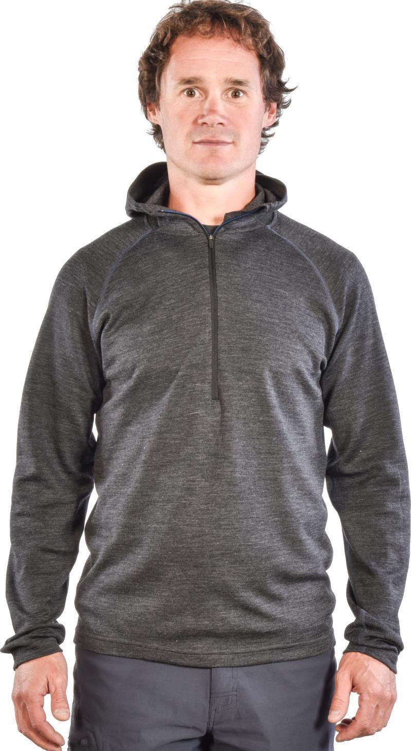 100% Merino, Half Zip Hoody, 260gm - Mens - Charcoal 2