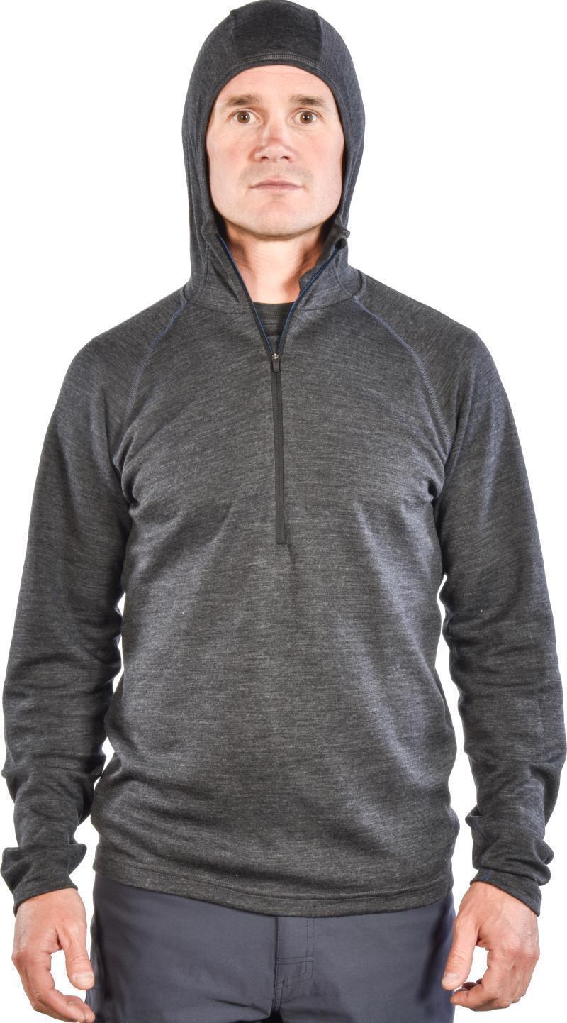 100% Merino, Half Zip Hoody, 260gm - Mens - Charcoal 3