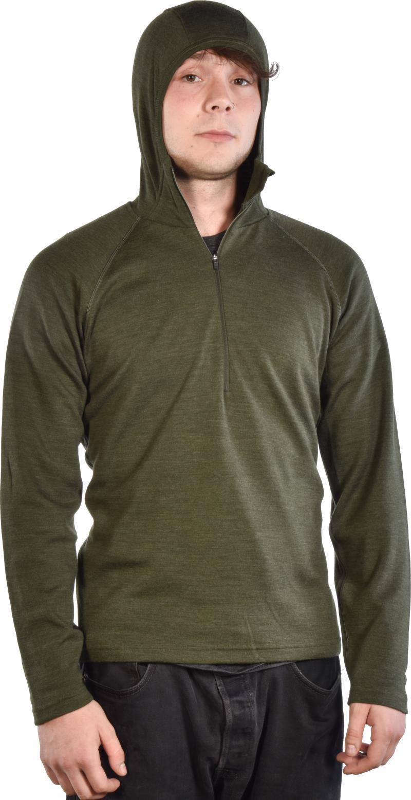 100% Merino, Half Zip Hoody, 260gm - Mens - Dark Olive 3