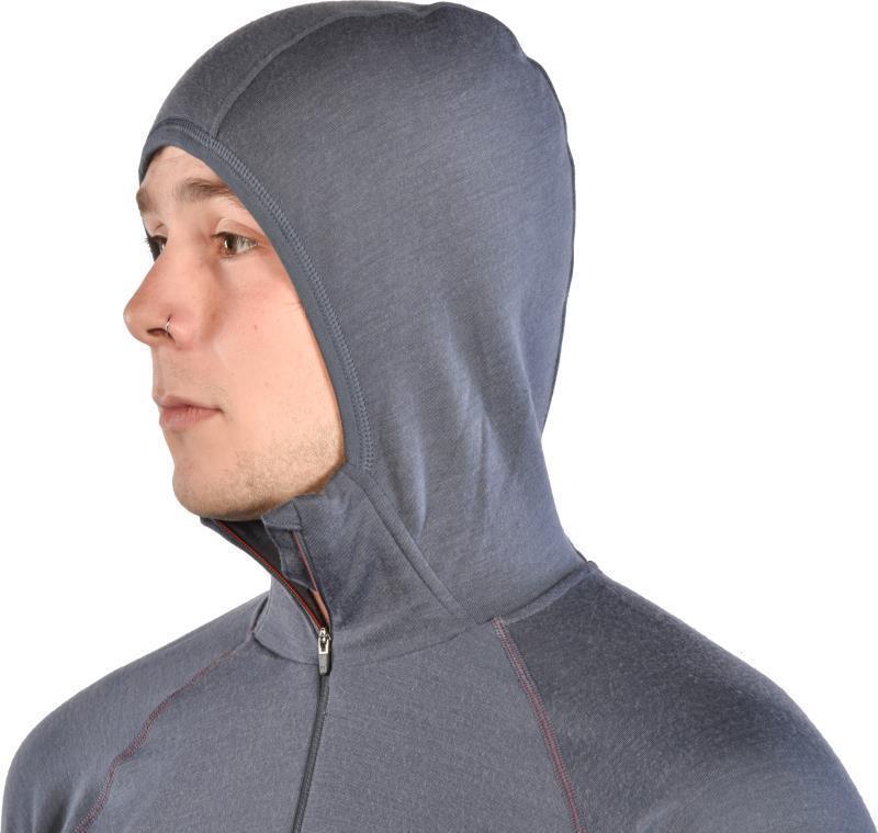 100% Merino, Half Zip Hoody, 260gm - Mens - Smoke Blue 3