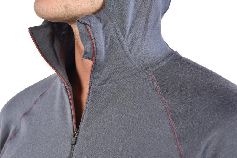 100% Merino, Half Zip Hoody, 260gm - Mens - Smoke Blue 4