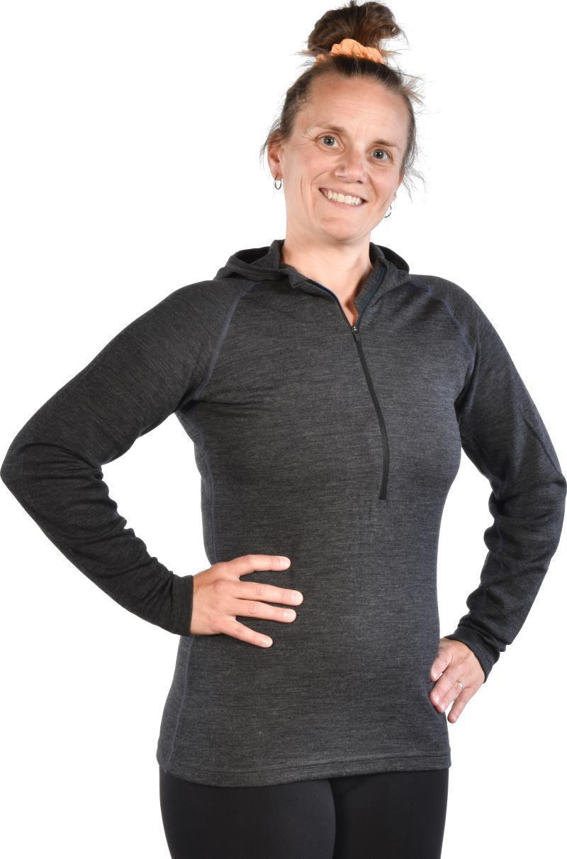 100% Merino, Half Zip Hoody, 260gm - Womens - Charcoal 2
