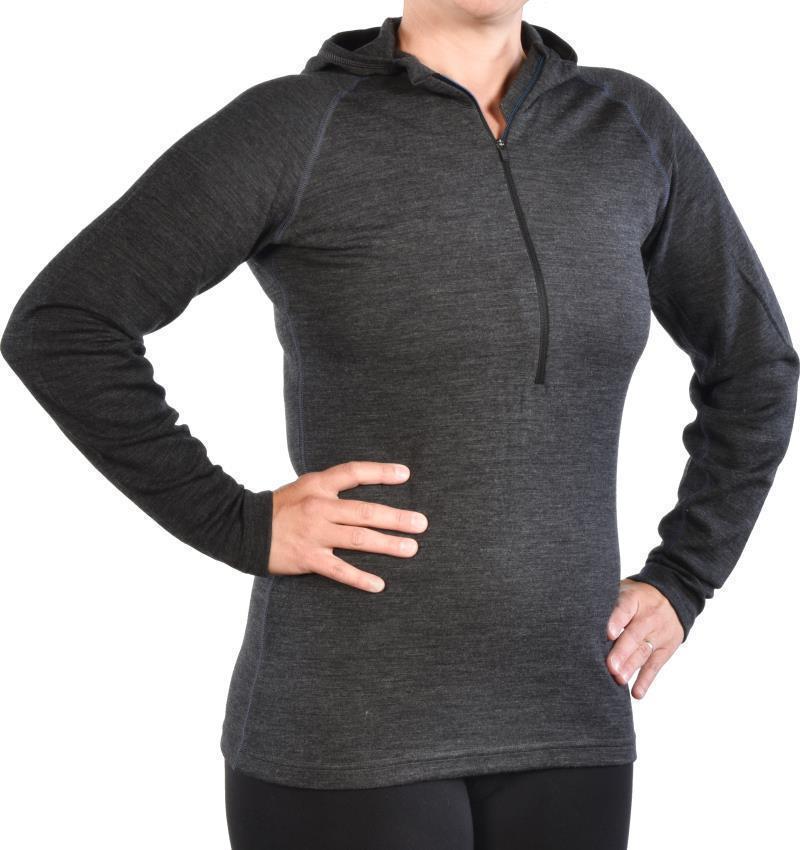 100% Merino, Half Zip Hoody, 260gm - Womens - Charcoal 3