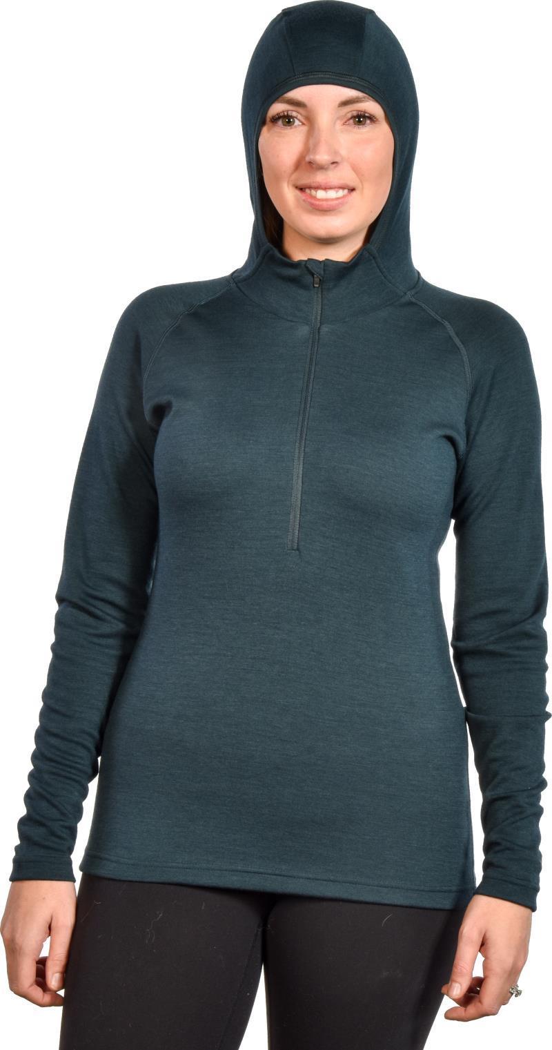 100% Merino, Half Zip Hoody, 260gm - Womens - Deep Teal 3