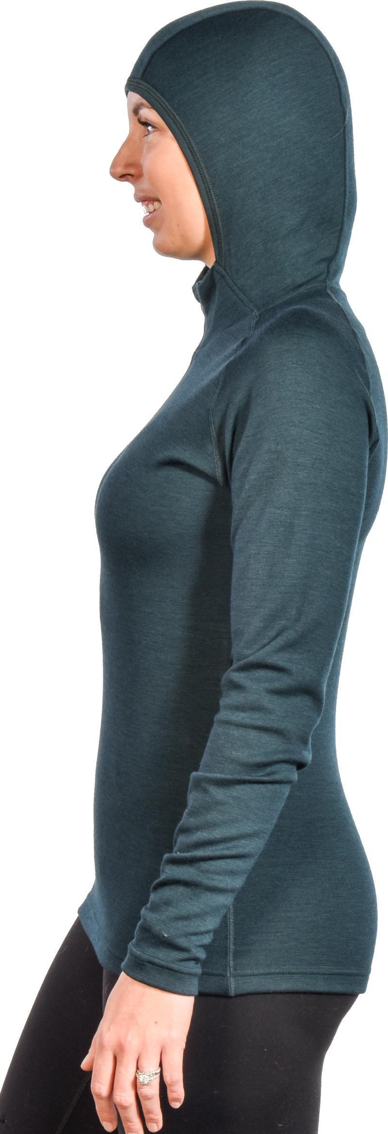100% Merino, Half Zip Hoody, 260gm - Womens - Deep Teal 4