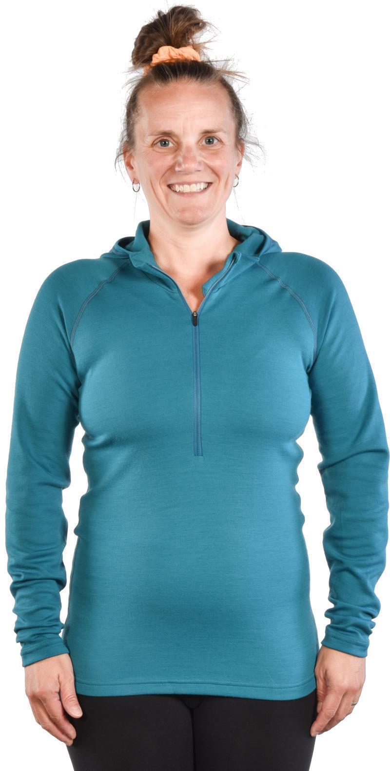 100% Merino, Half Zip Hoody, 260gm - Womens - Glacier 1