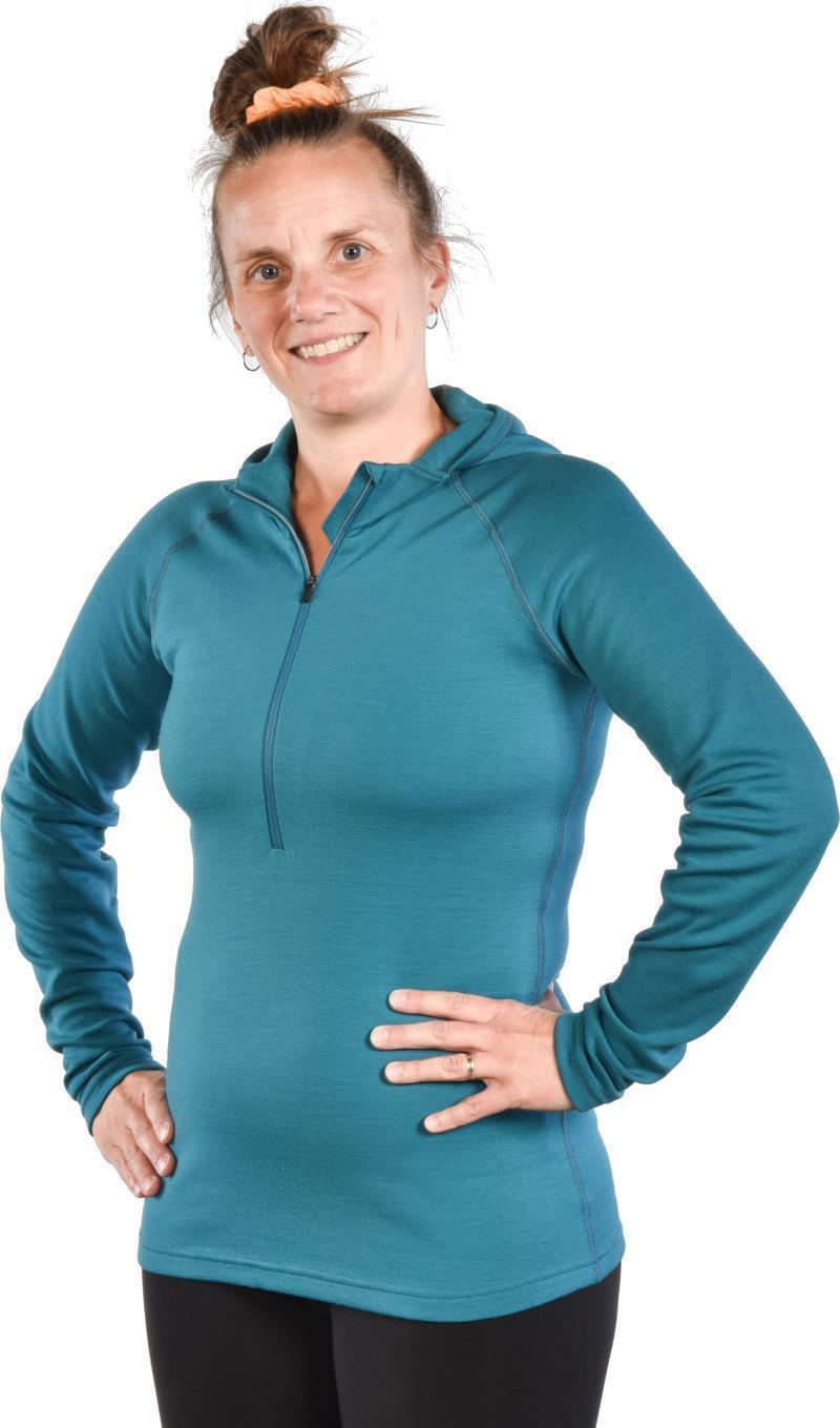 100% Merino, Half Zip Hoody, 260gm - Womens - Glacier 2