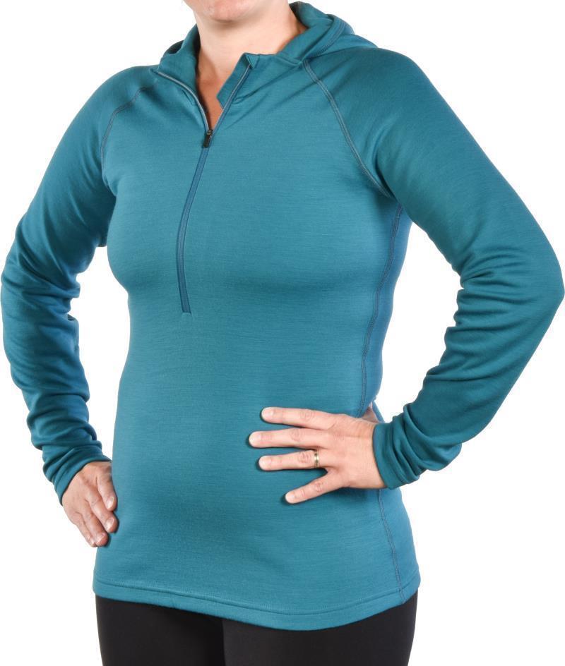 100% Merino, Half Zip Hoody, 260gm - Womens - Glacier 3