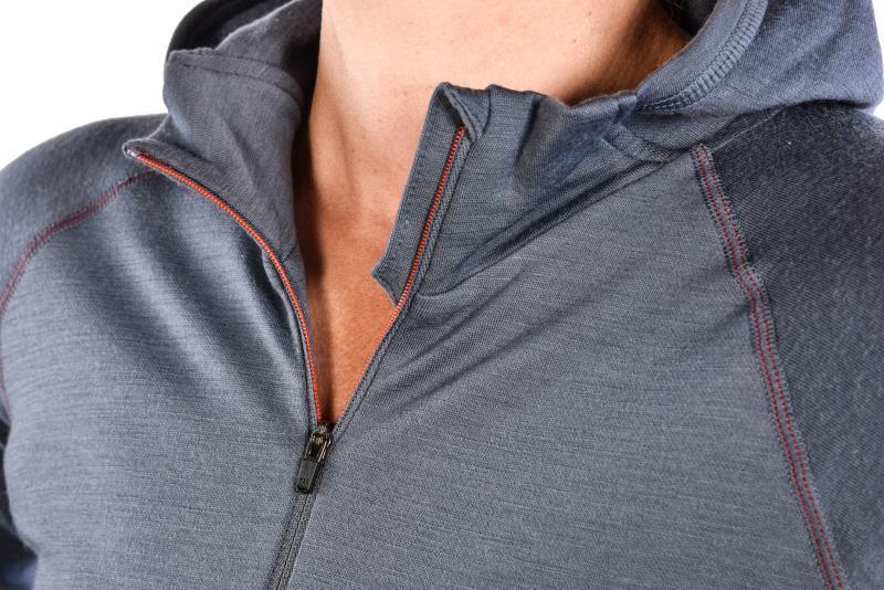 100% Merino, Half Zip Hoody, 260gm - Womens - Smoke Blue 4